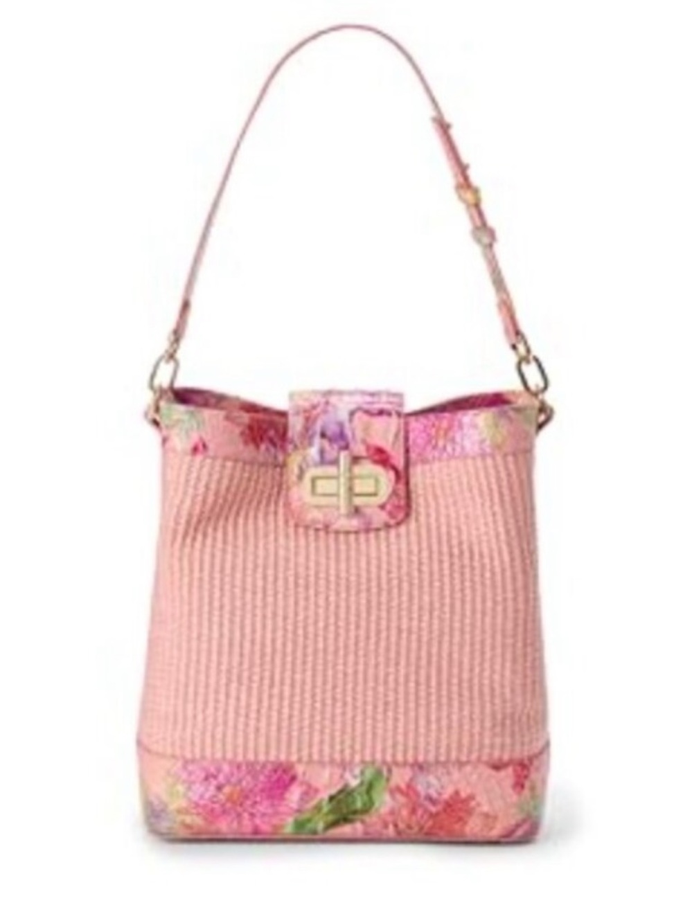 BRAHMIN Marley Perennial Anthurium Leather Mini Crossbody Bag Pink Floral